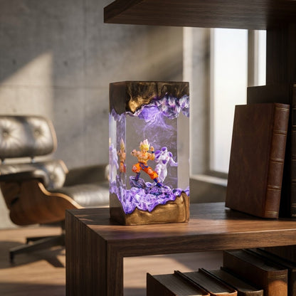 Fantasy Duel Scene Handcrafted Epoxy Resin LED Lamp