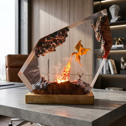 Frozen Dragon Kingdom Handcrafted Epoxy Resin LED Lamp