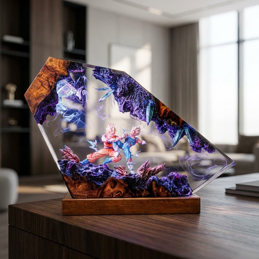 Fantasy Fusion Warriors Handcrafted Epoxy Resin LED Lamp