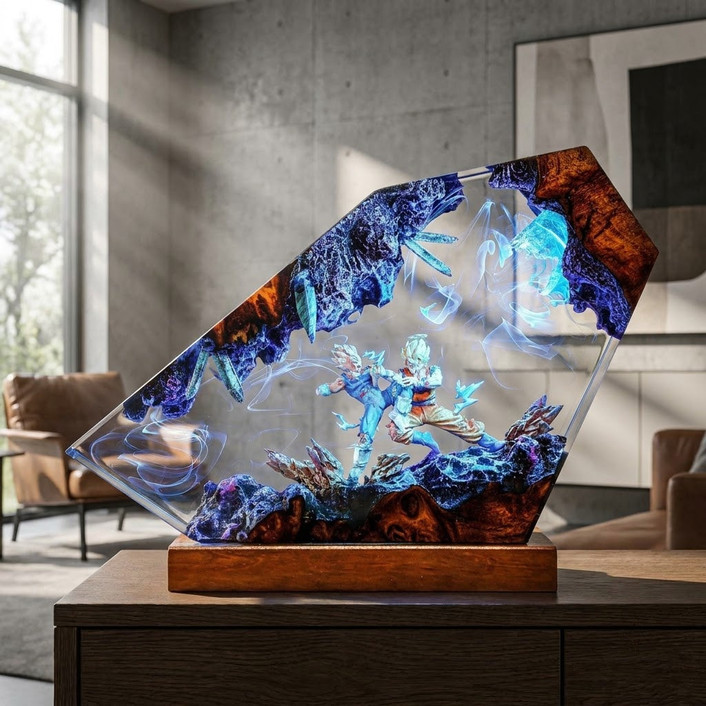 Fantasy Fusion Warriors Handcrafted Epoxy Resin LED Lamp