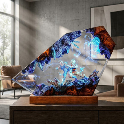 Fantasy Fusion Warriors Handcrafted Epoxy Resin LED Lamp