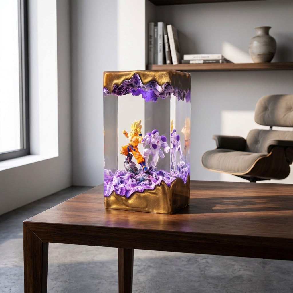 Fantasy Duel Scene Handcrafted Epoxy Resin LED Lamp