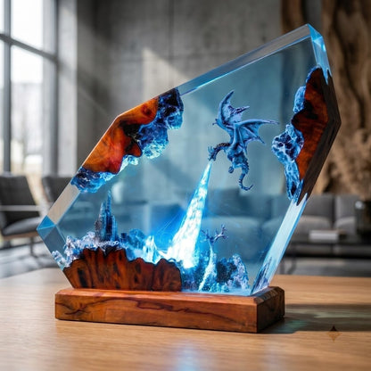 Frozen Dragon Kingdom Handcrafted Epoxy Resin LED Lamp