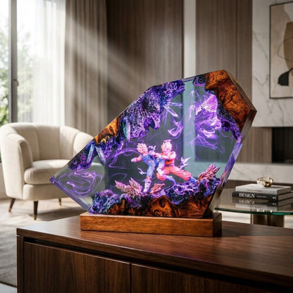 Fantasy Fusion Warriors Handcrafted Epoxy Resin LED Lamp