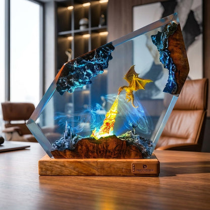 Frozen Dragon Kingdom Handcrafted Epoxy Resin LED Lamp