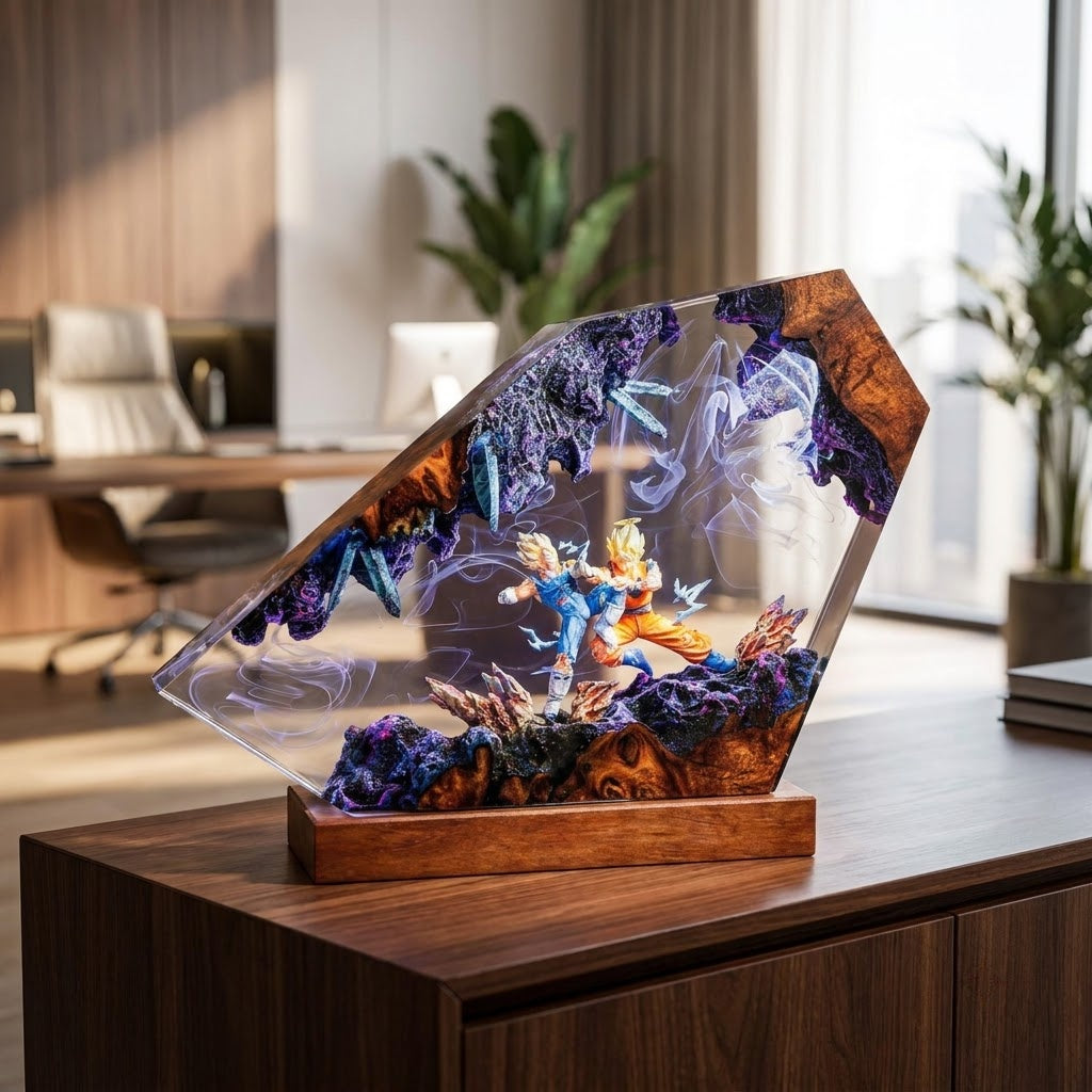 Fantasy Fusion Warriors Handcrafted Epoxy Resin LED Lamp