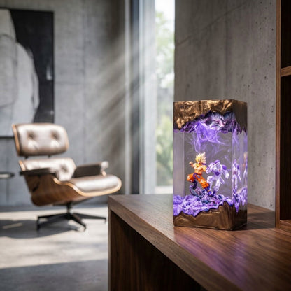 Fantasy Duel Scene Handcrafted Epoxy Resin LED Lamp