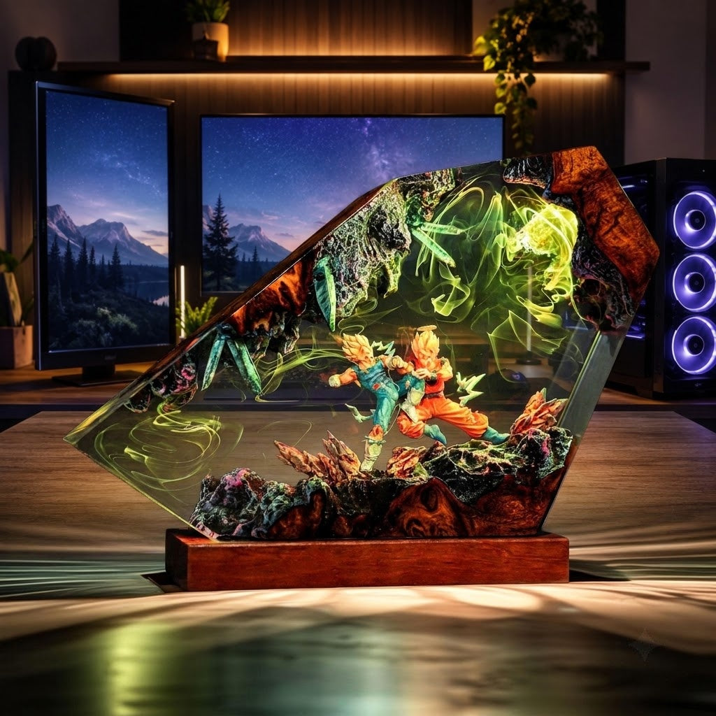 Fantasy Fusion Warriors Handcrafted Epoxy Resin LED Lamp