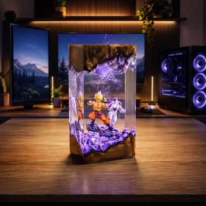 Fantasy Duel Scene Handcrafted Epoxy Resin LED Lamp