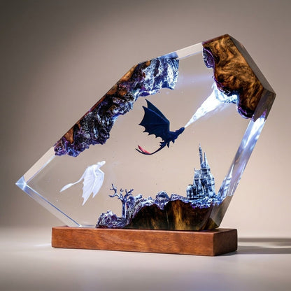 Dragon Guardian Kingdom Handcrafted Epoxy Resin LED Lamp
