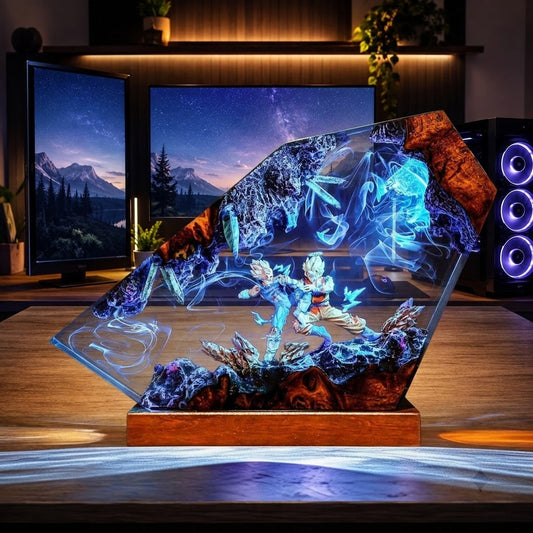 Fantasy Fusion Warriors Handcrafted Epoxy Resin LED Lamp