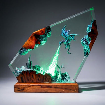 Frozen Dragon Kingdom Handcrafted Epoxy Resin LED Lamp