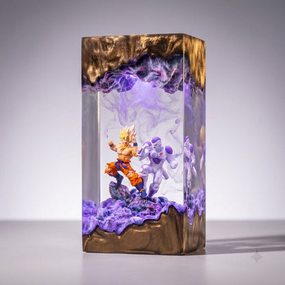 Fantasy Duel Scene Handcrafted Epoxy Resin LED Lamp
