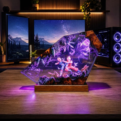 Fantasy Fusion Warriors Handcrafted Epoxy Resin LED Lamp