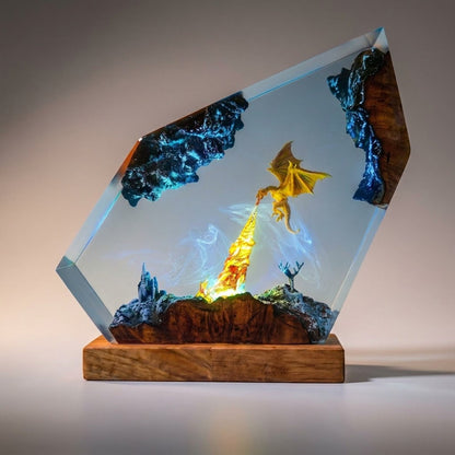 Frozen Dragon Kingdom Handcrafted Epoxy Resin LED Lamp